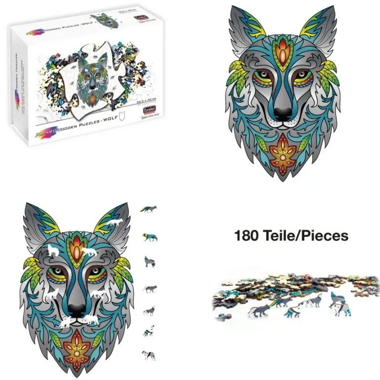 Eureka: Rainbow Wooden Puzzles, Wolf (180)