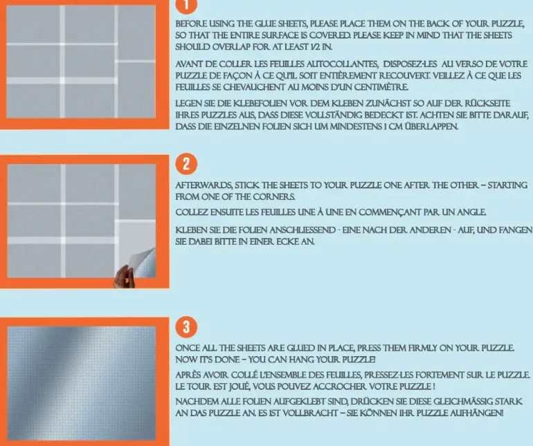 Puzzle Glue Sheets - Limark (8 st A4 för 1000 bitar) - Jig&Puz