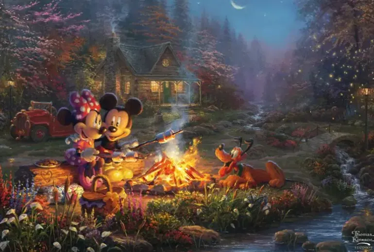 Schmidt: Thomas Kinkade Studios - Disney, Mickey and Minnie Sweetheart Campfire (200)